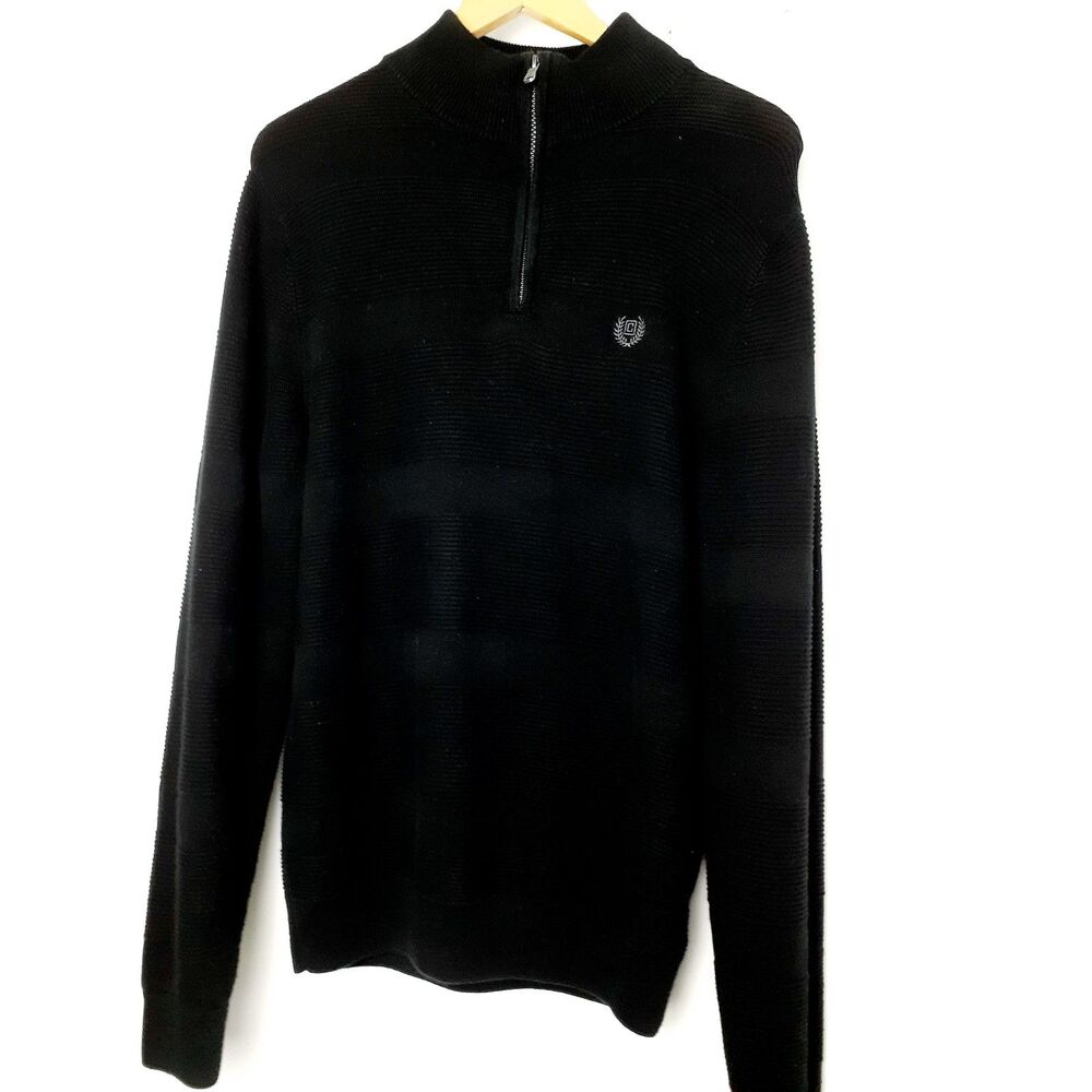 CHAPS 100% Cotton Quarter Zip Textured Knit LS Mockneck Unisex Sweater S/P